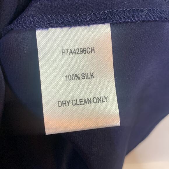 Parker Night Blue Ruffled Silk Charmeuse One Shoulder Top W-099 NEW Sz XS - Picture 3 of 8